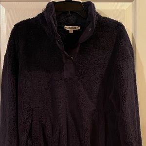 Ladies NAVY  long sleeve Sherpa jacket size large.  From Wallflower.  NWT